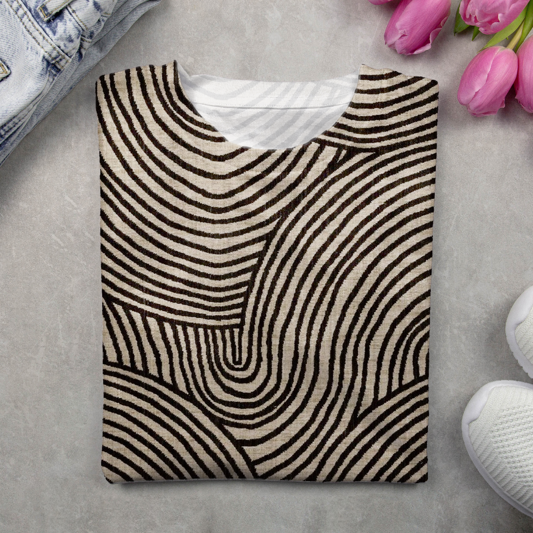 Women's Long Sleeve Tee T-shirt Spring/Fall Abstract Stripes Printing Crew Neck Casual Graphic Tee Top