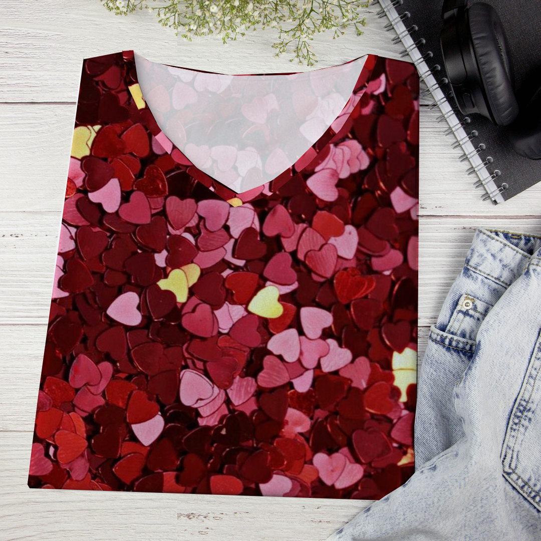 Women's Long Sleeve Tee T-shirt Spring/Fall Heart/Cordate Printing V Neck Casual Top