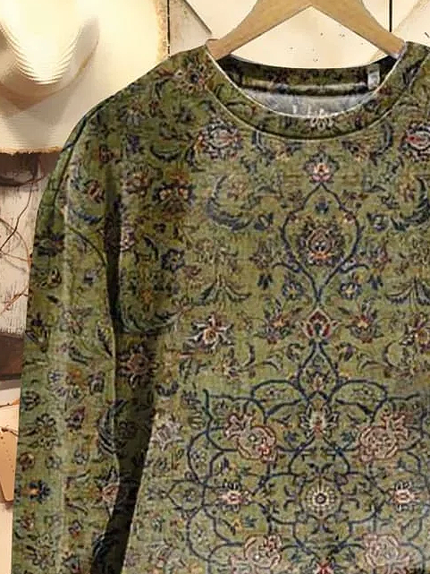 Women's Crew Neck Floral Printing Casual Spring/Fall Long Sleeve Sweatshirt