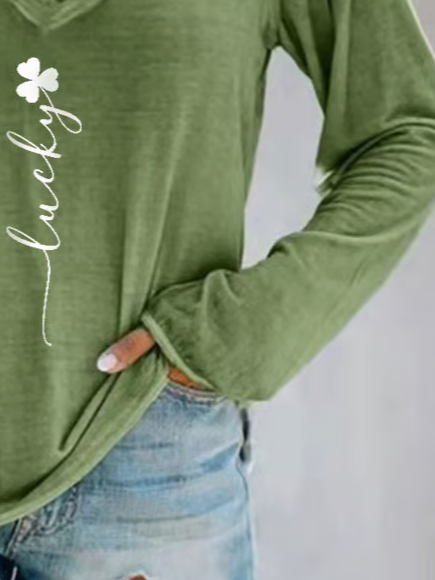 Women's Long Sleeve Blouse Spring/Fall Text Letters Printing V Neck Daily Going Out Casual Top