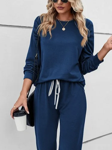 Women's Printing Plain Daily Going Out Two Piece Set Long Sleeve Casual Spring/Fall Top With Pants Matching Set