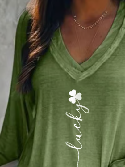 Women's Long Sleeve Blouse Spring/Fall Text Letters Printing V Neck Daily Going Out Casual Top