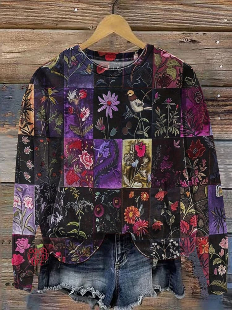 Women's Crew Neck Floral Printing Casual Spring/Fall Long Sleeve Sweatshirt