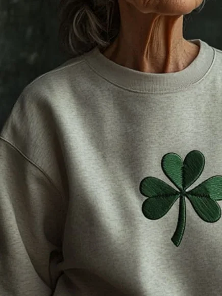 Women's St Patrick's Day Floral Shamrock Printing Casual Spring/Fall Long Sleeve Sweatshirt