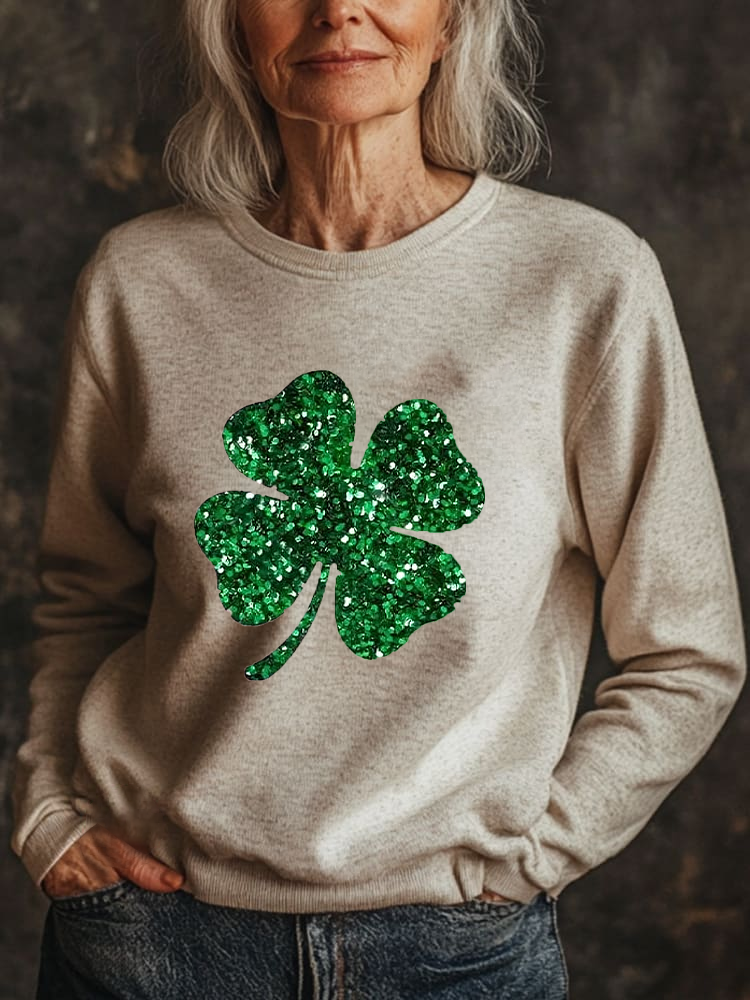 Women's Crew Neck Shamrock Printing Casual Spring/Fall Long Sleeve Sweatshirt