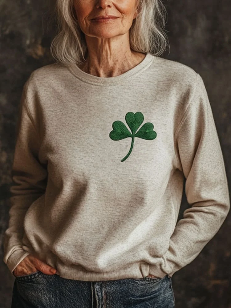 Women's Crew Neck Shamrock Casual Spring/Fall Long Sleeve Sweatshirt