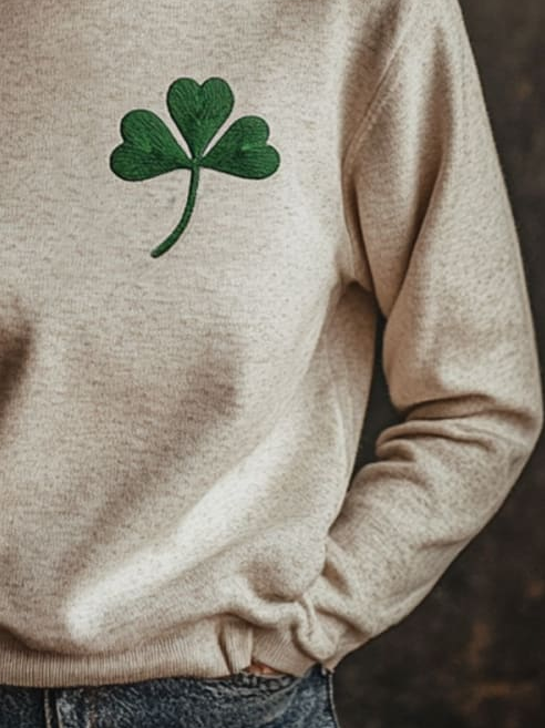 Women's Crew Neck Shamrock Casual Spring/Fall Long Sleeve Sweatshirt