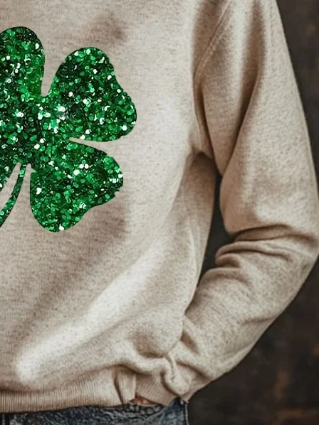 Women's Crew Neck Shamrock Printing Casual Spring/Fall Long Sleeve Sweatshirt