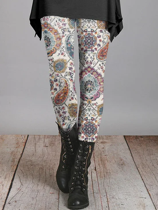 Women's Casual Floral Jersey All Season Printing Long Leggings