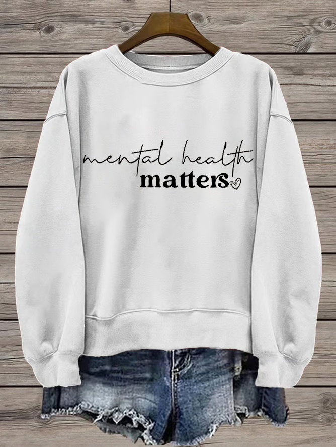 Women's Crew Neck Text Letters Printing Casual Spring/Fall Long Sleeve Sweatshirt