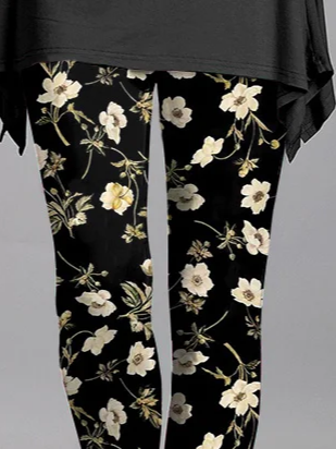 Women's Casual Floral Jersey All Season Printing Long Leggings