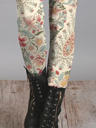 Women's Casual Floral Jersey All Season Printing Long Leggings