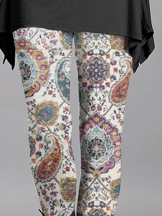 Women's Casual Floral Jersey All Season Printing Long Leggings