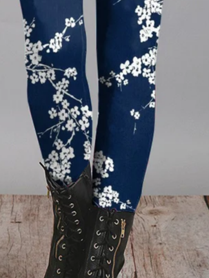 Women's Casual Floral Jersey All Season Printing Long Leggings