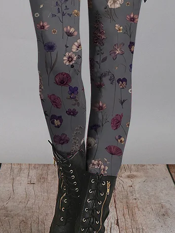 Women's Casual Floral Jersey All Season Printing Long Leggings