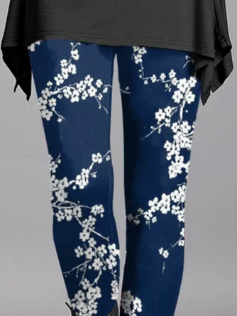 Women's Casual Floral Jersey All Season Printing Long Leggings