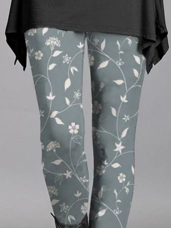 Women's Casual Floral Jersey All Season Printing Long Leggings