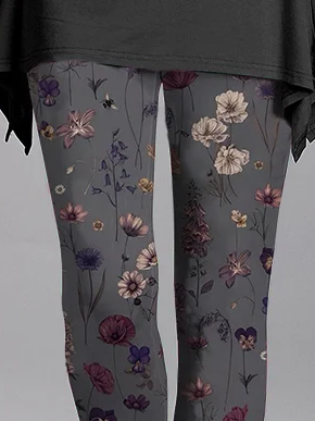 Women's Casual Floral Jersey All Season Printing Long Leggings