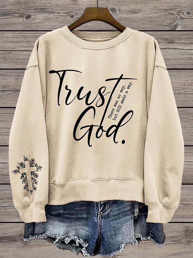 Women's Crew Neck Text Letters Printing Casual Spring/Fall Long Sleeve Sweatshirt