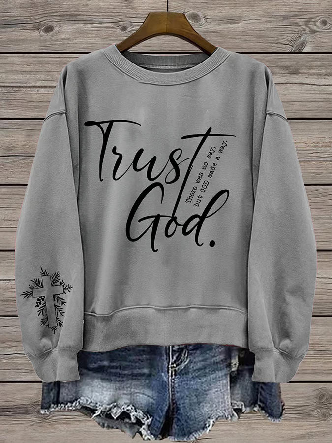 Women's Crew Neck Text Letters Printing Casual Spring/Fall Long Sleeve Sweatshirt