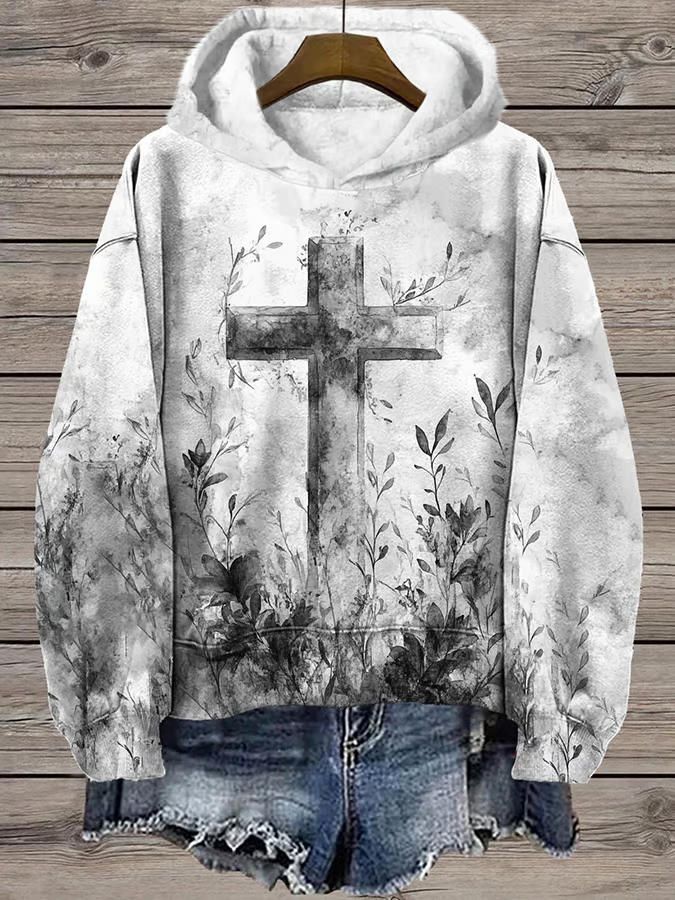 Women's Floral Spring/Fall Printing Long Sleeve Casual Daily Hoodie