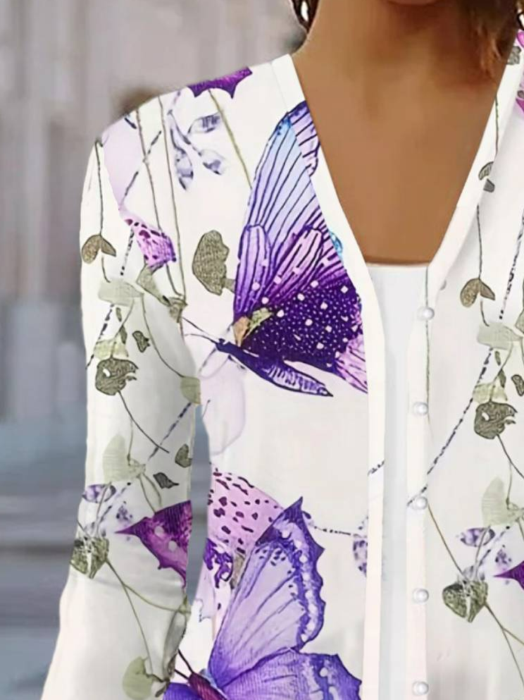 Women's Spring/Fall Cover-up Casual Floral Printing Lightweight Cardigan