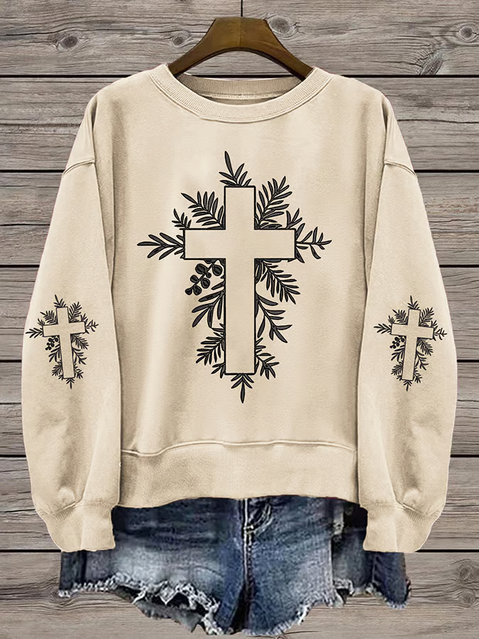 Women's Crew Neck Floral Printing Casual Spring/Fall Long Sleeve Sweatshirt