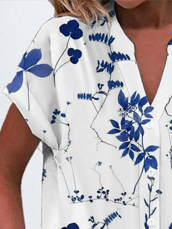 Women's Short Sleeve Shirt Summer Floral Printing V Neck Daily Going Out Casual Top