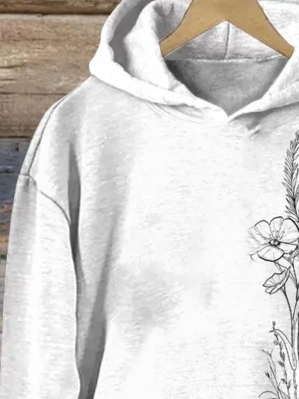 Women's Floral Spring/Fall Printing Long Sleeve Casual Daily Hoodie