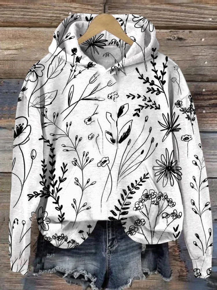 Women's Floral Spring/Fall Printing Long Sleeve Casual Daily Hoodie