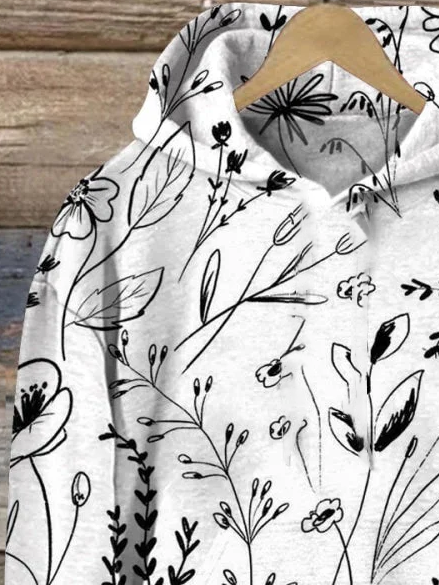 Women's Floral Spring/Fall Printing Long Sleeve Casual Daily Hoodie