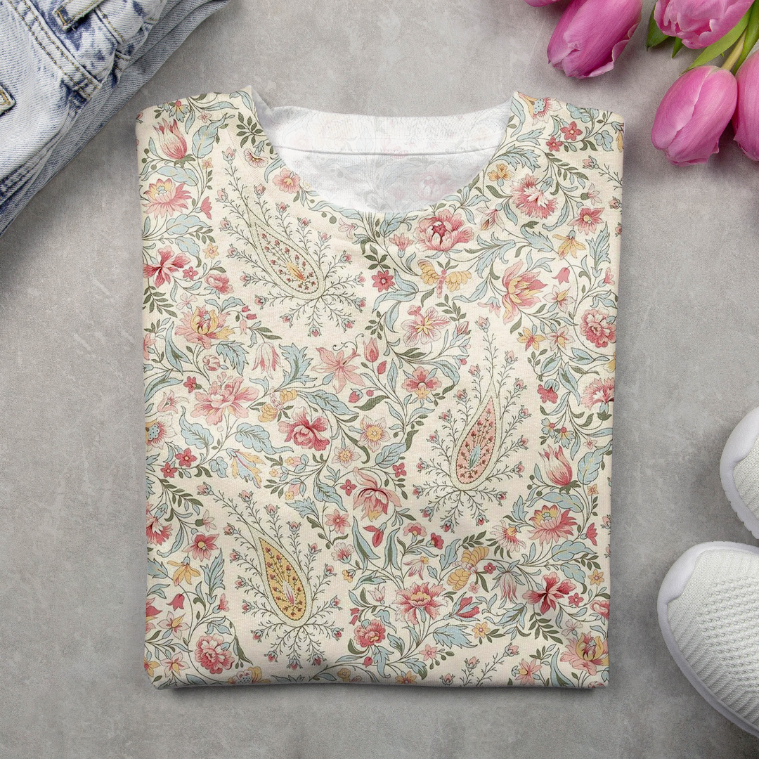 Women's Long Sleeve Tee T-shirt Spring/Fall Floral Printing Crew Neck Casual Graphic Tee Top