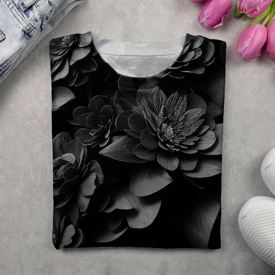 Women's Long Sleeve Tee T-shirt Spring/Fall Floral Printing Crew Neck Casual Graphic Tee Top