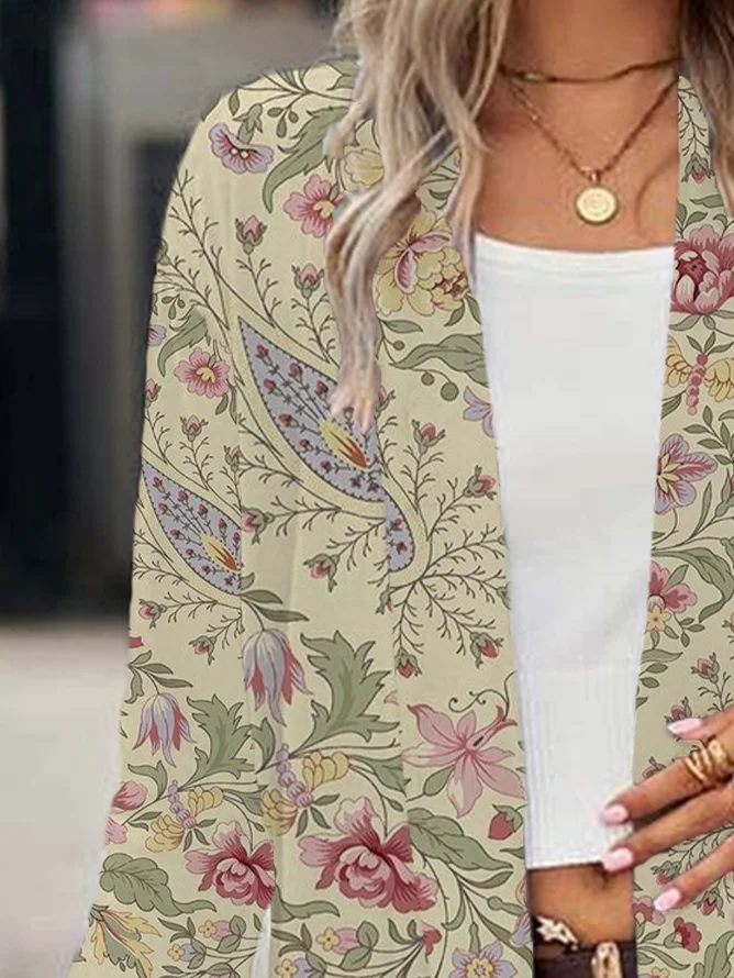 Women's Spring/Fall Cover-up Casual Floral Printing Lightweight Cardigan