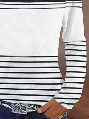 Women's Long Sleeve Tee T-shirt Spring/Fall Striped Printing V Neck Casual Graphic Tee Top