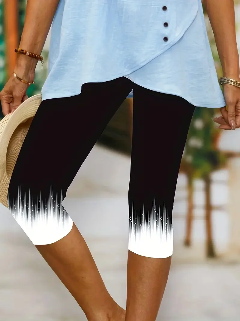 Women's Trousers Elastic Waist Legging Daily Going Out Casual Printing Ombre Summer Pants