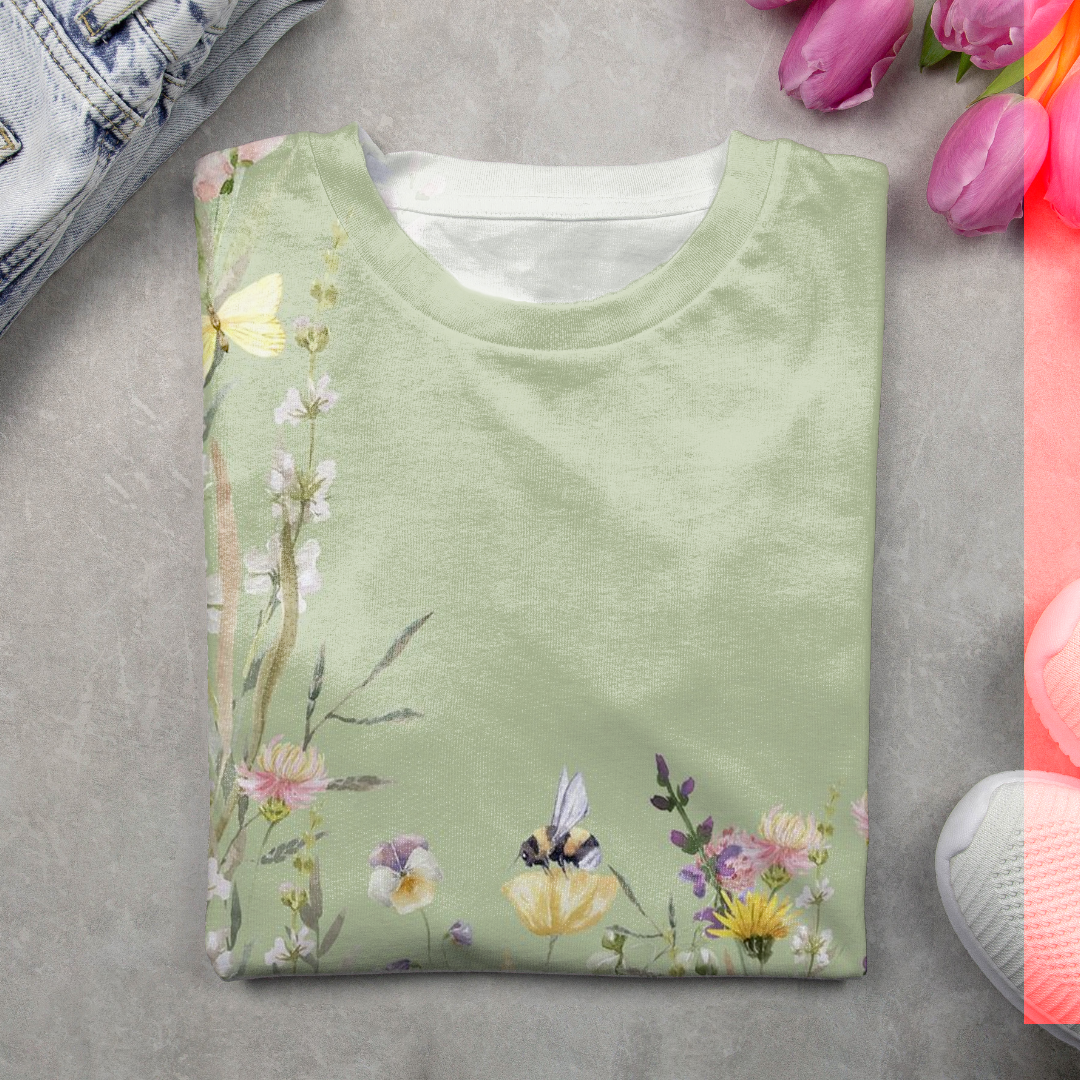 Women's Long Sleeve Tee T-shirt Spring/Fall Floral Printing Crew Neck Casual Graphic Tee Top