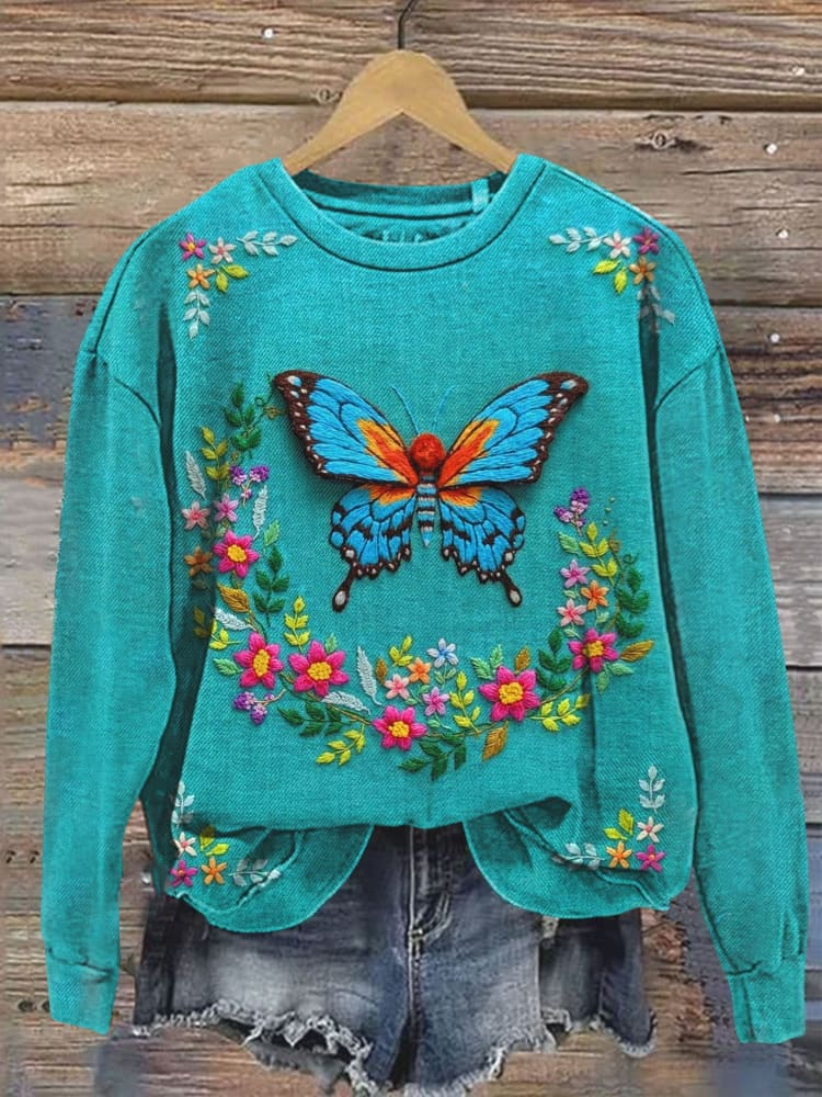 Women's Crew Neck Floral Printing Casual Spring/Fall Long Sleeve Sweatshirt