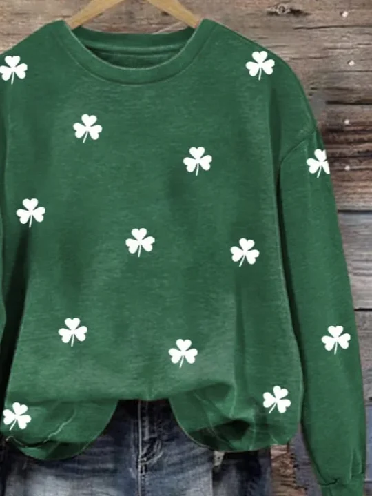 Women's Shamrock Crew Neck Casual Spring/Fall Long Sleeve Sweatshirt