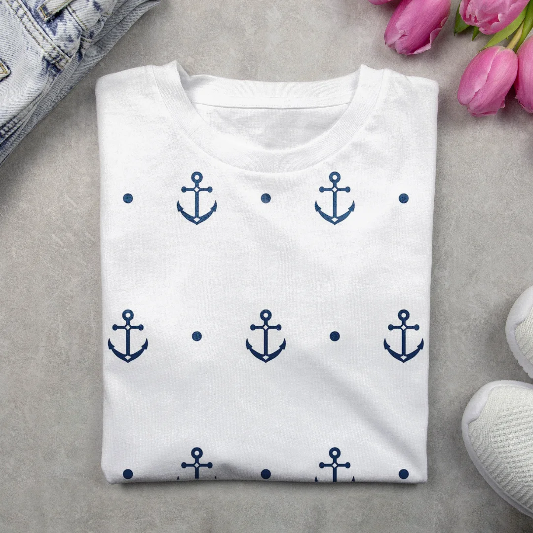 Women's Long Sleeve Tee T-shirt Spring/Fall Anchor Printing Crew Neck Casual Graphic Tee Top