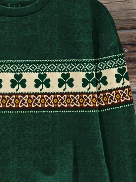 Women's Shamrock Crew Neck Casual Spring/Fall Long Sleeve Sweatshirt