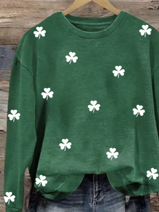 Women's Shamrock Crew Neck Casual Spring/Fall Long Sleeve Sweatshirt