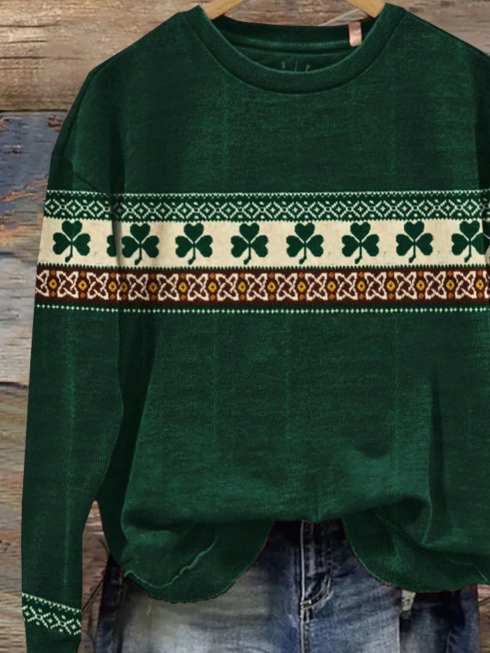 Women's Shamrock Crew Neck Casual Spring/Fall Long Sleeve Sweatshirt