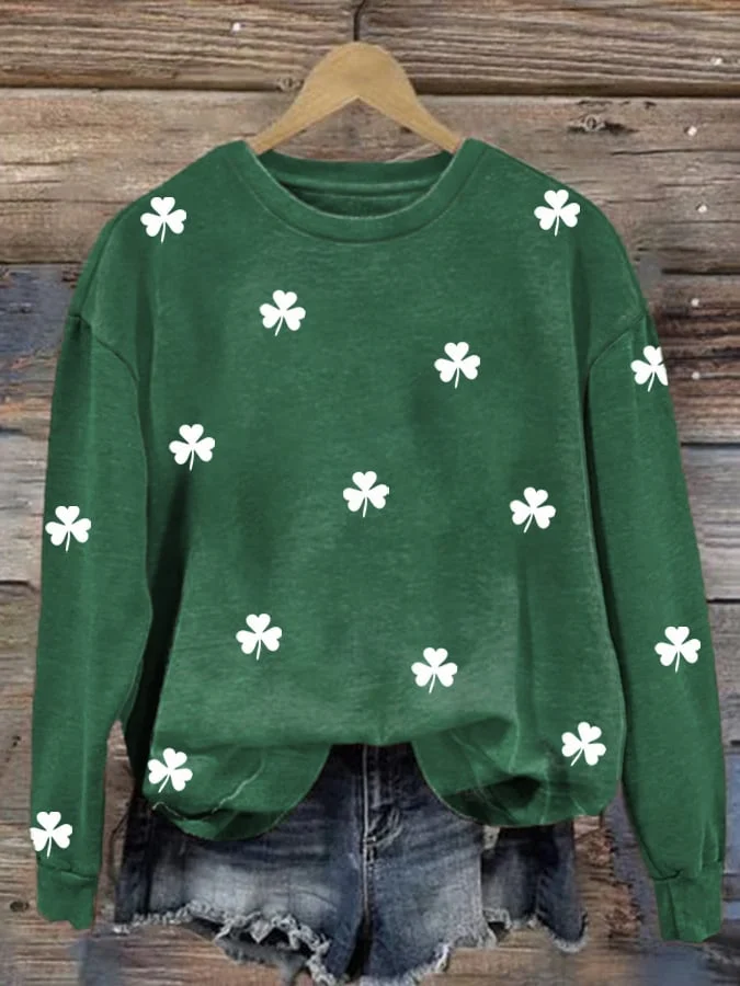 Women's Shamrock Crew Neck Casual Spring/Fall Long Sleeve Sweatshirt