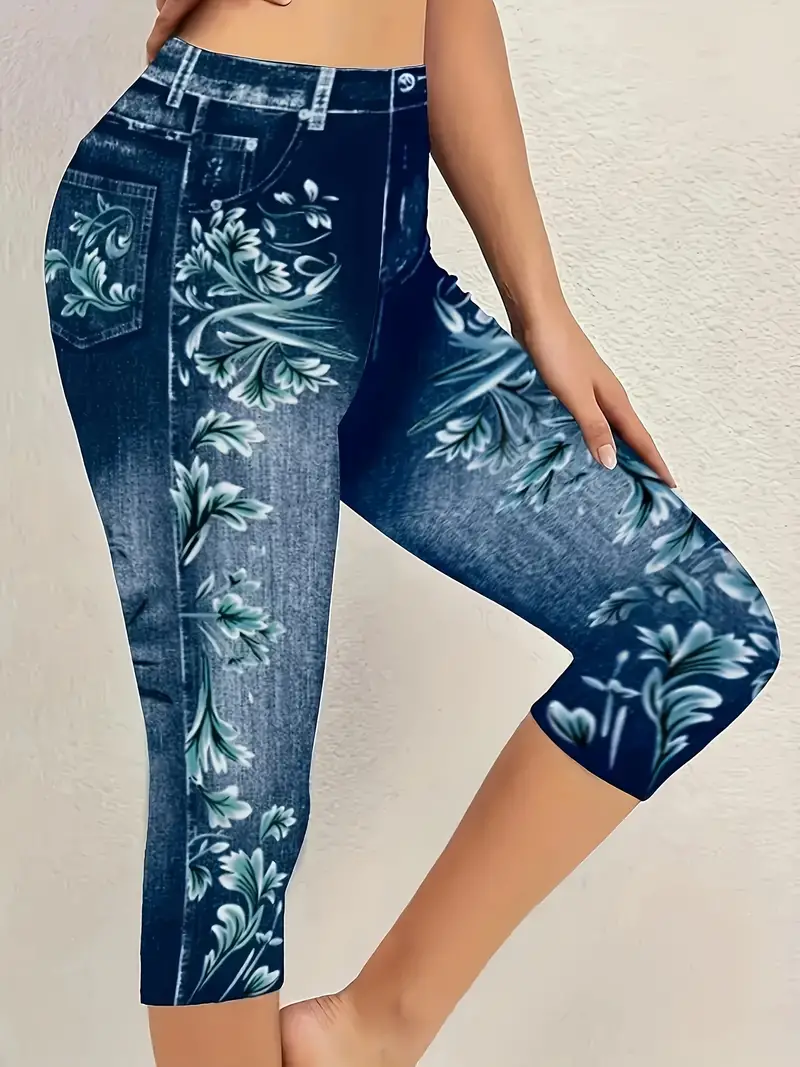 Women's Trousers Elastic Waist Legging Daily Going Out Casual Floral Summer Pants