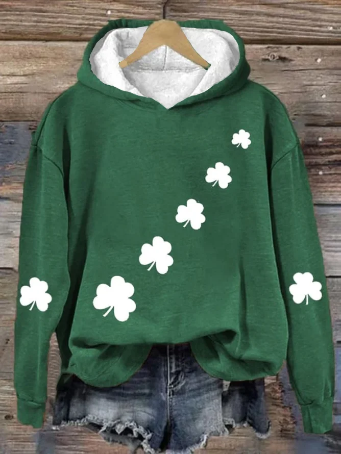 Women's St. Patrick's Day Floral Shamrock Spring/Fall Printing Long Sleeve Casual Daily Hoodie