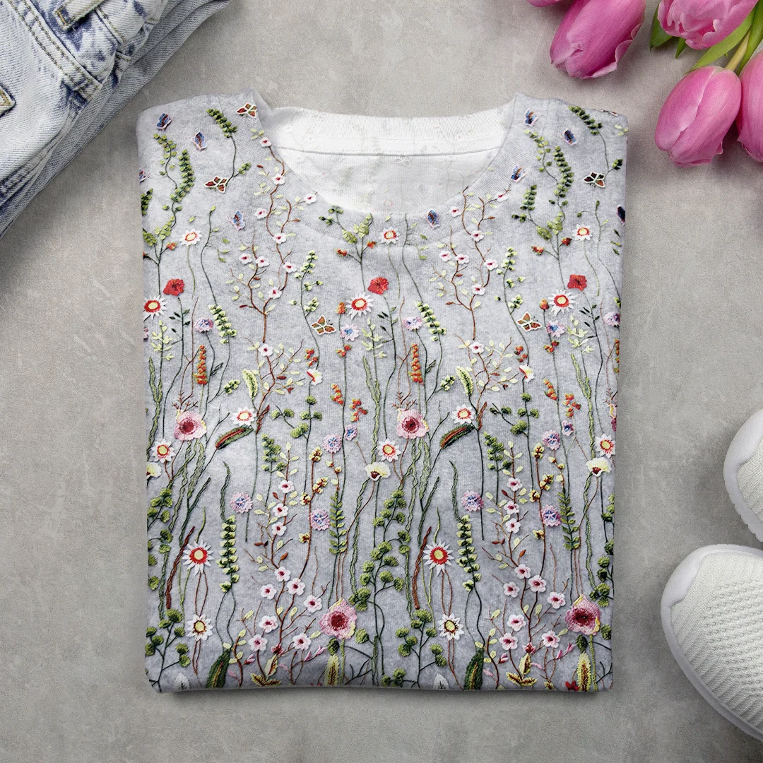 Women's Floral Long Sleeve Tee T-shirt Crew Neck Printing Casual Spring/Fall Graphic Tee Top