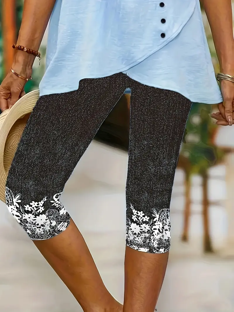 Women's Trousers Elastic Waist Legging Daily Going Out Casual Printing Floral Summer Pants