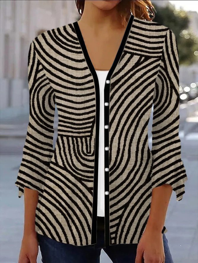 Women's Spring/Fall Outerwear Casual Geometric Jersey Shawl Jacket