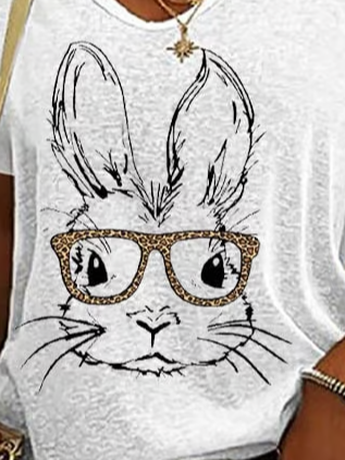 Women's Easter (rabbit) Short Sleeve Tee T-shirt V Neck Printing Casual Summer Graphic Tee Top